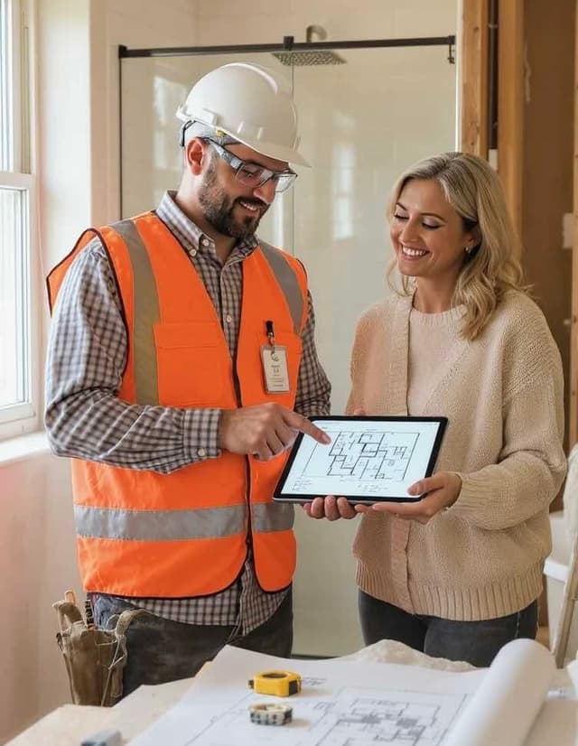 Contractor on site with plans